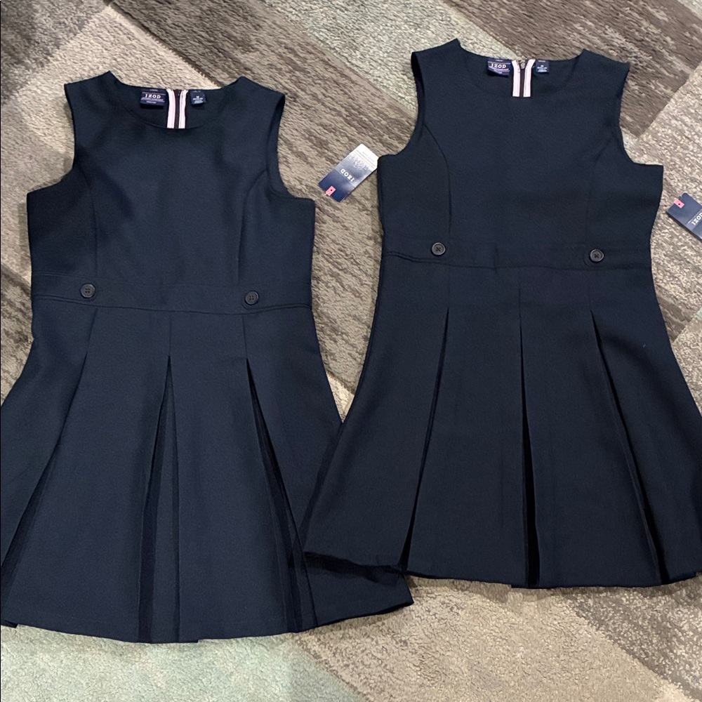 Girls' Navy Sleeveless Pleated School Jumper Dress